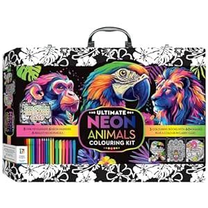 Buy Hinkler Neon Colouring Suitcase Kit, Arts and Crafts Set with 3 ...