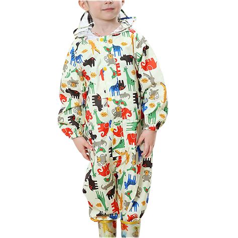 Hpgjzj Kids Rain Suit Toddler Hooded Rainsuit Poncho Full Body One ...