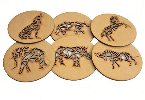 Buy Off Center Designs MDF Coasters for Kitchen (Assorted Set of 6 ...