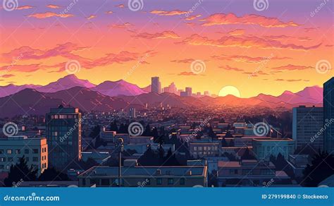San Jose Sunset in 1900s: a Pixel Art Close-up Stock Illustration ...