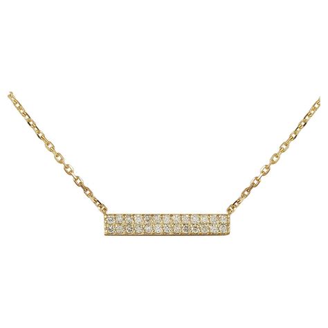 Exquisite Natural Diamond Bar Necklace In 14 Karat White Gold For Sale ...