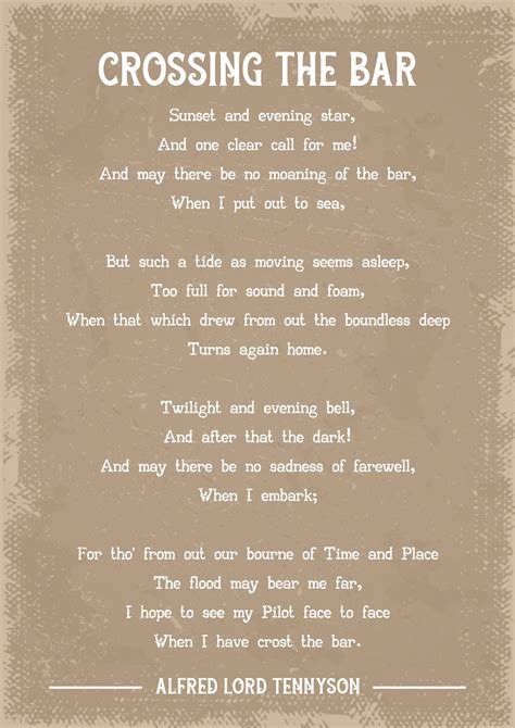Alfred Lord Tennyson Crossing the Bar Poem Art Print - Etsy UK | Poems ...