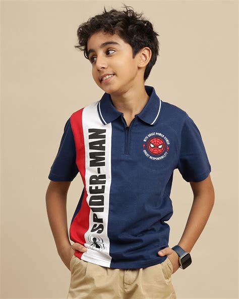 Spiderman Printed Regular Fit Polo-T-Shirt For Boys – Kidsville