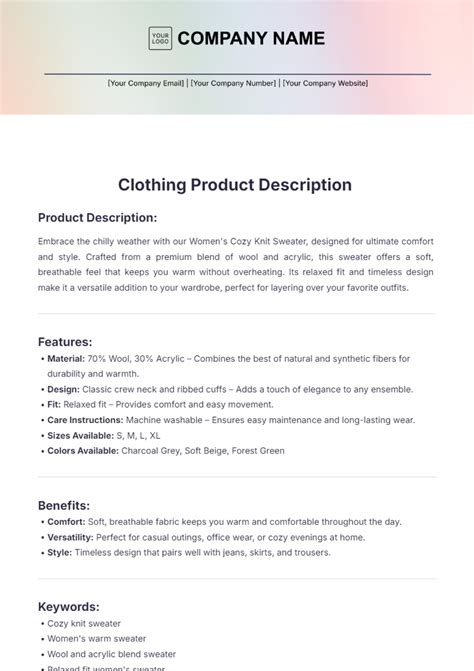 Image result for Features Example of Clothes Product