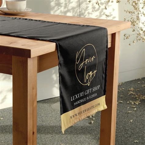Black & Gold Logo Business Event Modern Branded Short Table Runner ...