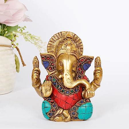 Buy Collectible India 5.5" Lord Ganesha Brass Idol Statue for Pooja ...