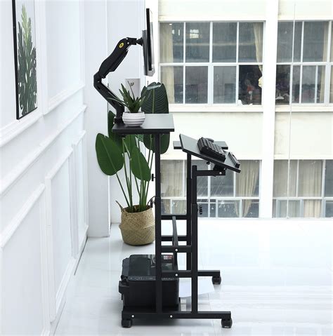 UNICOO- Mobile Standing Desk, Height Adjustable Sit Stand Workstation ...