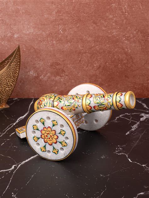 Marble Canon Showpiece - Meenakari Work | Unique Decor