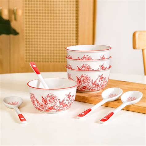 Rosetta Bowls And Spoons Set Of 4 400ml Online - Premium Soup Bowl ...
