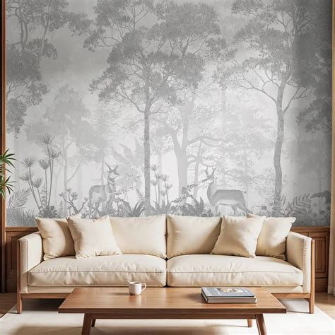 Vintage Forest Wallpaper, Grisaille Style | Life n Colors