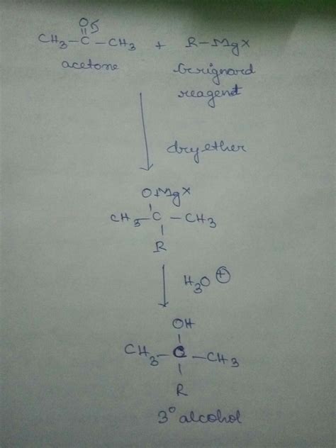 Acetone react with grignard reagent to give - Brainly.in