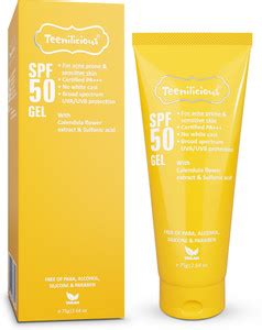 Teenilicious Sunscreen SPF 50 Gel Broad Spectrum PA+++, No White Cast ...