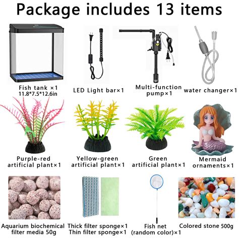 SANOSY Glass Fish Tank 4.35 Gallon Aquarium Starter Kit Small Betta ...