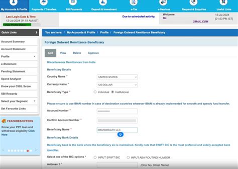 Transfer Funds from SBI to Vested Account
