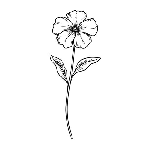 Premium Photo | A black and white drawing of a flower with a long stem.