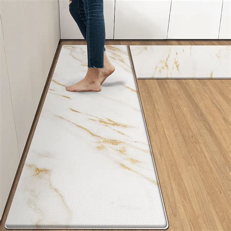 Amazon.com: Arttown Marble Anti-Fatigue Kitchen Rug Set of 2 Golden ...