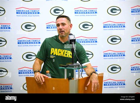 Green Bay Packers head coach Matt LaFleur talks after an NFL football ...