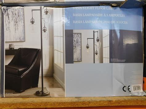 1 BOXED STYLECRAFT BASIA 3 ARM NICKEL FLOOR LAMP RRP Â£89