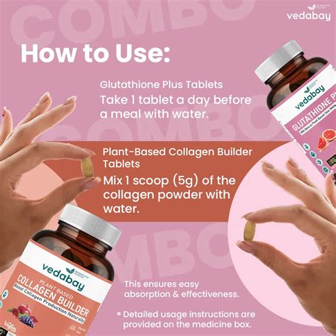 Combo: Glutathione Plus Tablets + Plant-Based Collagen Builder Tablets ...