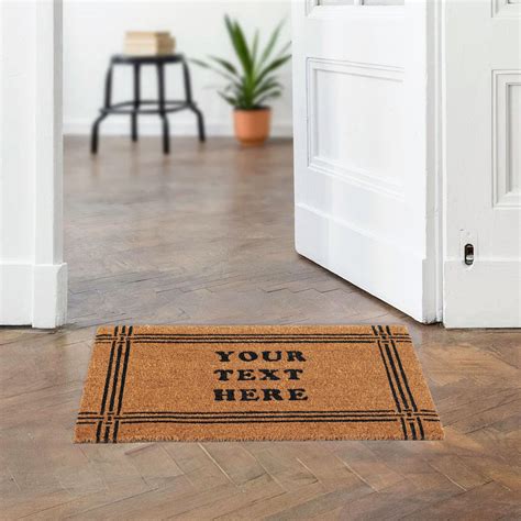 Personalized Double-Line Border Coir Doormat - Custom Text Classic Mat ...
