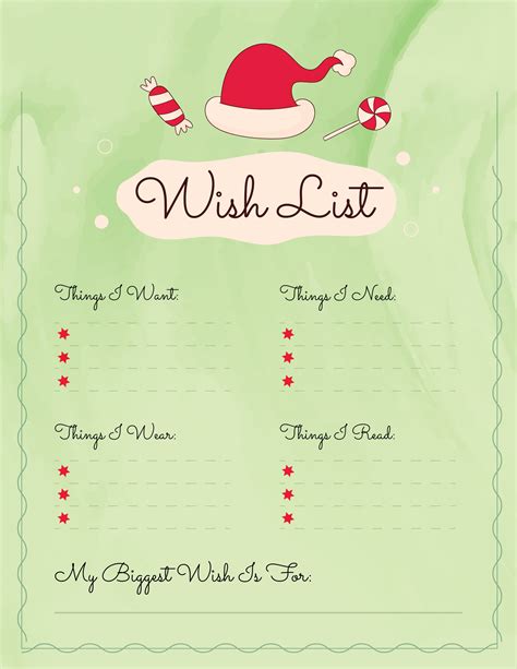 Christmas Wish List Printable Template