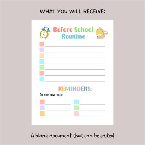 Printable Before School Checklist, Editable Morning Reminders for Kids – Scribbled LLC