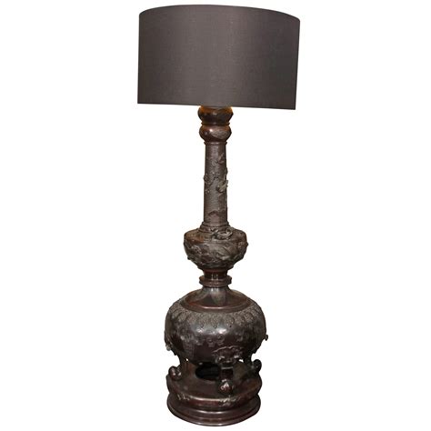 Antique Japanese Cast Bronze Champlevé Floor Lamp at 1stDibs ...