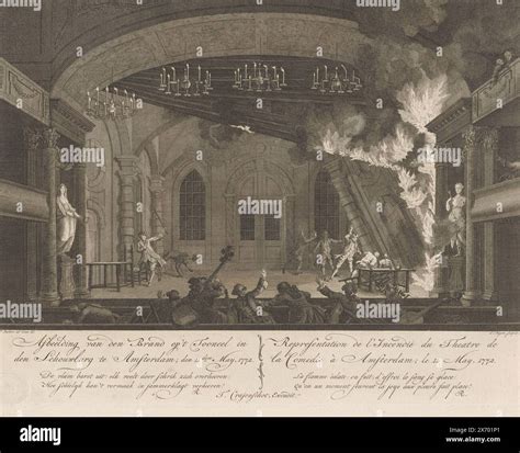 Stage of the Amsterdam Theater at the outbreak of the fire, 1772, Image ...