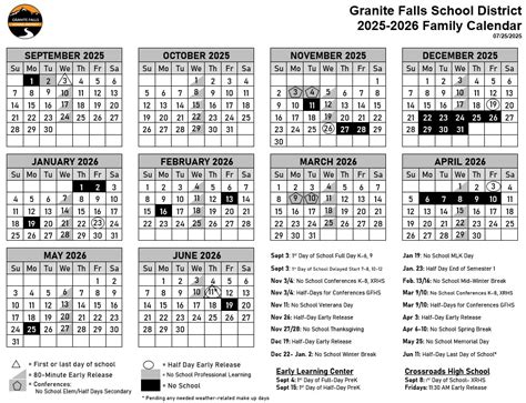 The 25-26 school calendar is... - Granite Falls Middle School | Facebook