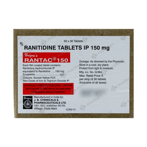 RANTAC 150MG TABLET 30'S, Price, Composition & Generic Alternatives ...