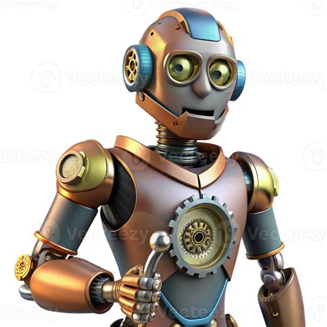 vibrant vintage A futuristic robot, with intricate clockwork mechanisms ...