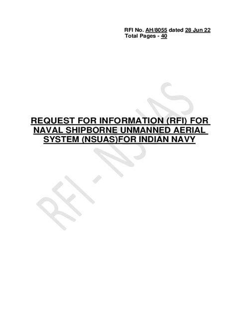 Fillable Online REQUEST FOR INFORMATION (RFI) FOR NAVAL ... Fax Email ...
