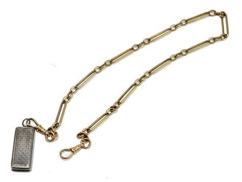 Lot 565 - A 9ct gold pocket watch chain, approx weight