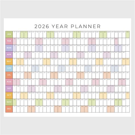 2026 Printable Year Planner | Large Wall Calendar 2026 | Yearly Wall ...