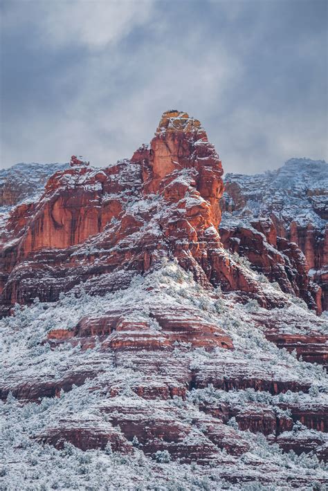 Snow-covered Red Rock Vertical Image Fine Art Photo Print | Prints By ...