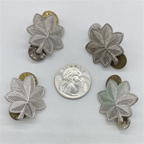 4 Vintage 1/20 Silver Filled US Army Officer Metal Pin Oak Leaf Cluster ...