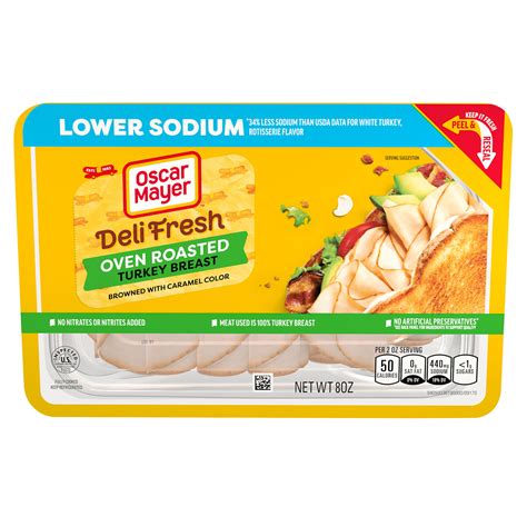 Oven Roasted Turkey Breast Sliced Lunch Meat with 32% Lower Sodium ...
