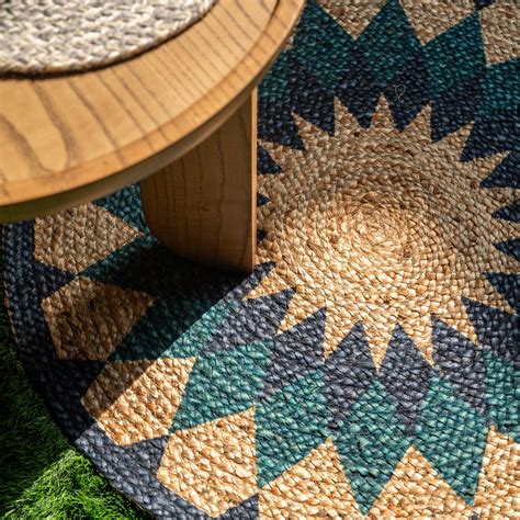 San Round Printed Jute Floor Mat – Oblique