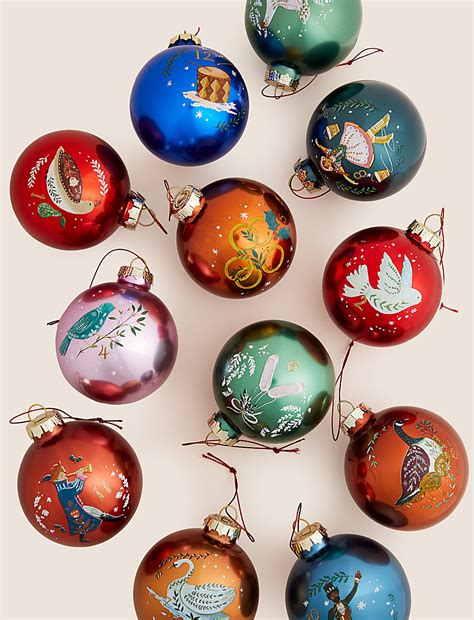 Buy 12 Days of Christmas Glass Baubles at Marks & Spencer