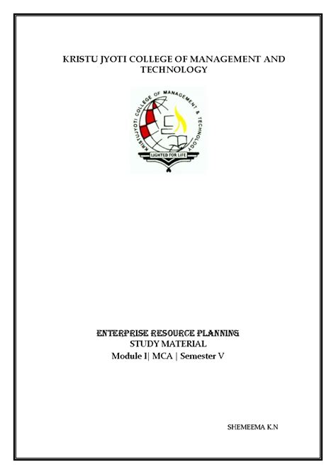 ERP 1st Module Study Notes - Overview of Enterprise Resource Planning ...