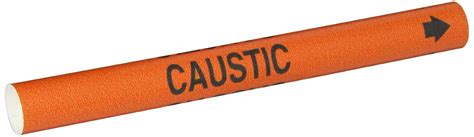 Brady 4307-A Black on Orange, Snap-On Pipe Marker, Legend "Caustic ...