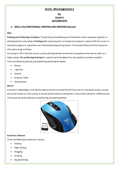 UI UX HCI Assignment 2: Positioning, Devices, and User Interaction ...
