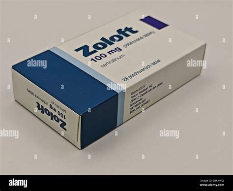 Prague,Czech Republic-April 8 2025: Pfizer Zoloft tablets with sertraline SSRI antidepressant ...