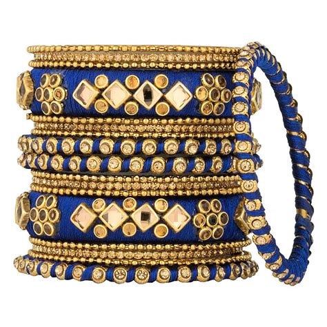 Buy Peora Traditional Wedding Silk Thread & Kundan Chuda Set Jewellery ...