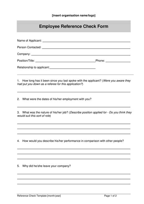 Job Application Form With References