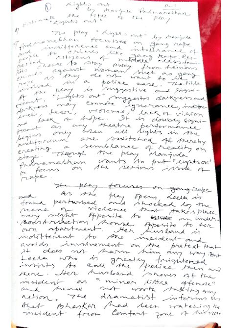 Lights out - Indian Writing in English - Studocu