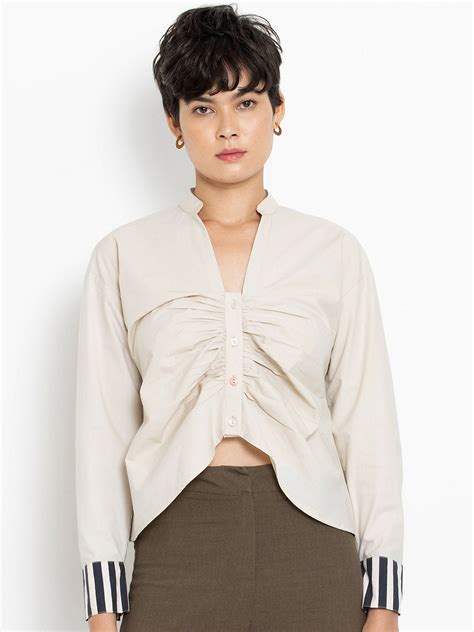 Buy Open Mandarin Collar Crop Top Online – Shaye India