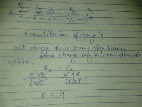 2 point charges of charge value Q .and q are placed at distance x and x ...
