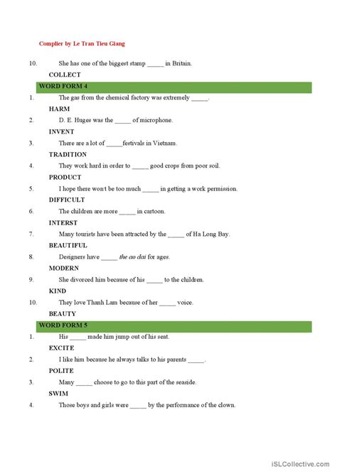 Word Form Exercise .Pdf 的图像结果