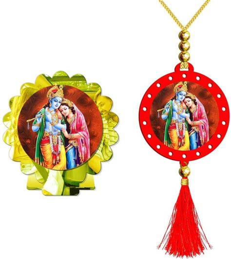 SANBIA Radha Krishna Car Dashboard Idol & Car Hanging Combo Decorative ...